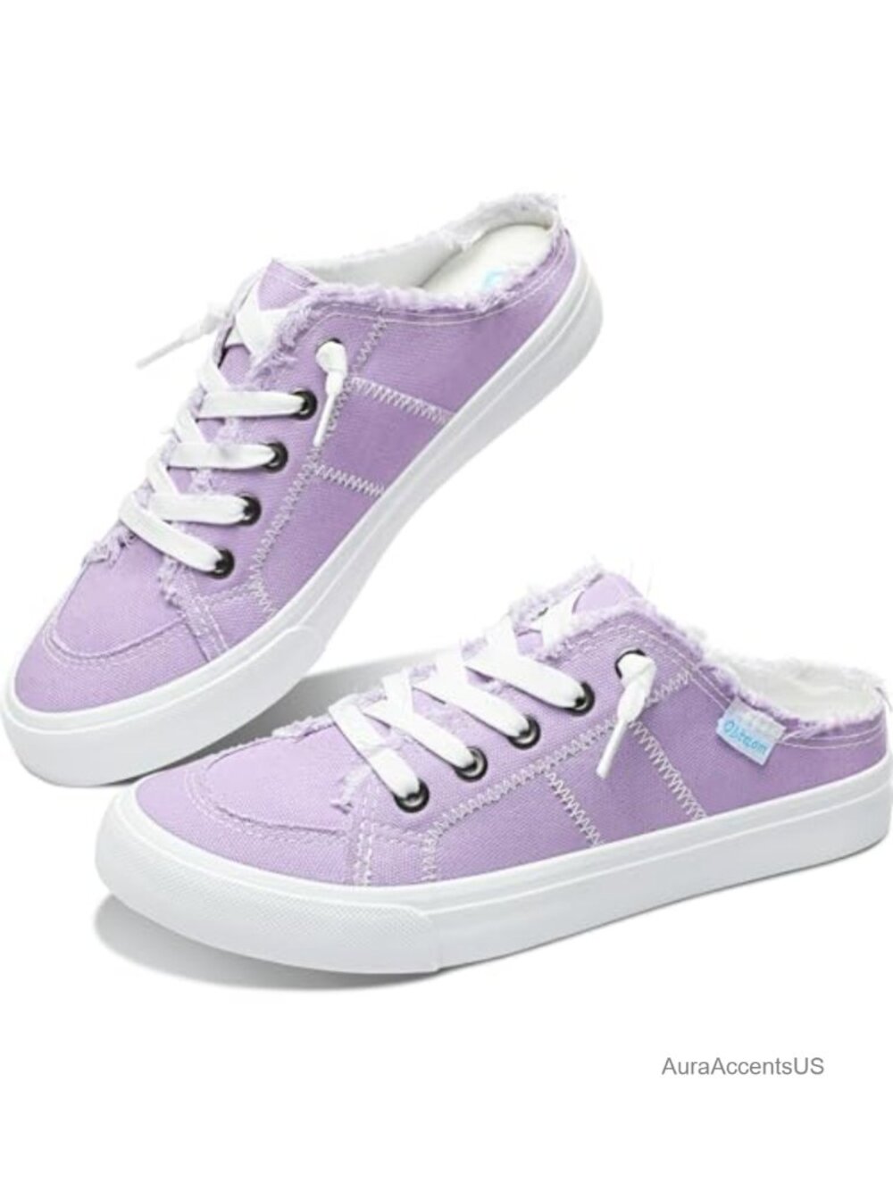 Women Canvas Mules Memory Foam Slip-On Sneakers Backless Comfortable Casual